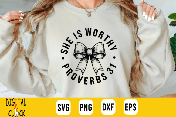 She is Worthy Bow: A Versatile Christian T-Shirt Design Graphics