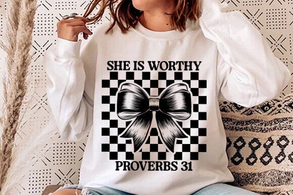 She is Worthy Bow PNG: Graphics & T-Shirt Designs